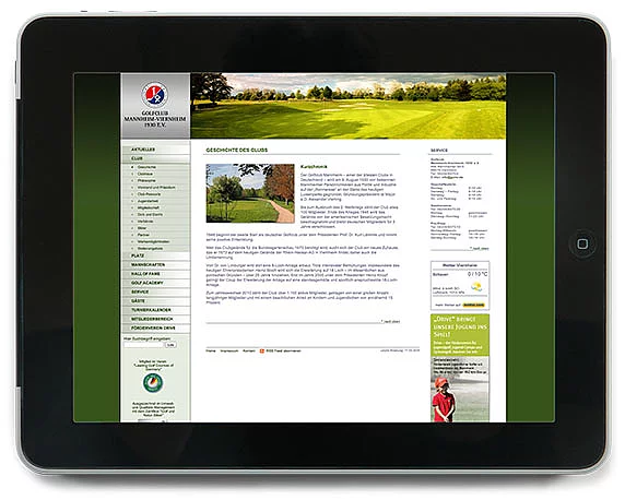 Golfclub Mannheim Viernheim, Website, Werbeagentur magenta, Mannheim