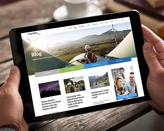 Tractebel Blog Beitragsübersicht auf Tablet