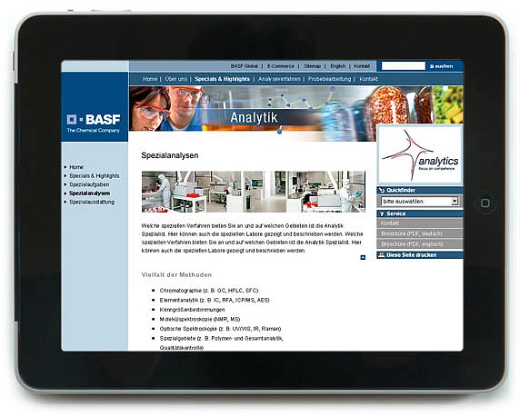 BASF, Analytik Website