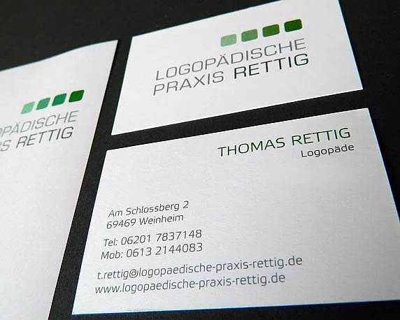 Logopädische Praxis Rettig, neues Design, Briefpapier, Visitenkarten, Geschäftsausstattung