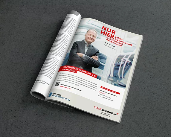 Wirtschafts- und Strukturförderung Mannheim, Anzeigen, Kampagne, "Nur hier", Innovation, Unternehmen, Testimonial, Erfolgsgeschichte, Pepperl + Fuchs