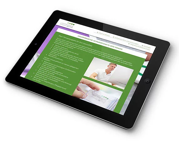 Logopädische Praxis Rettig, neues Design, Website, Responsive, Tablet