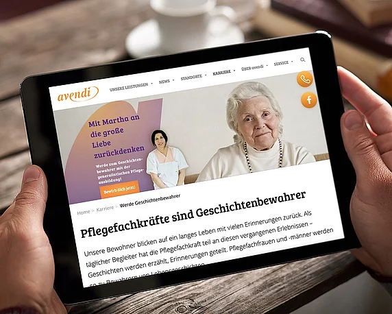 Landingpage für den Seniorendienstleister avendi