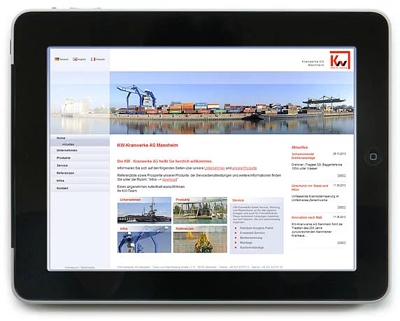 Kranwerke AG Mannheim, Website, Werbeagentur magenta, Mannheim