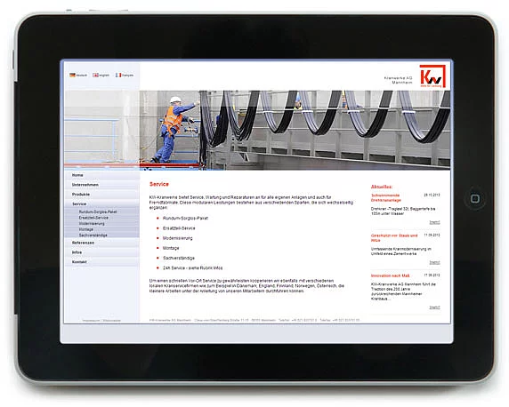 Kranwerke AG Mannheim, Website
