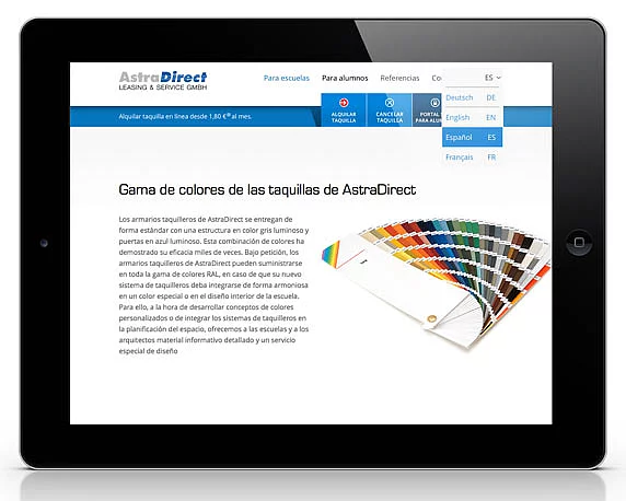 AstraDirect, Website, spanisch