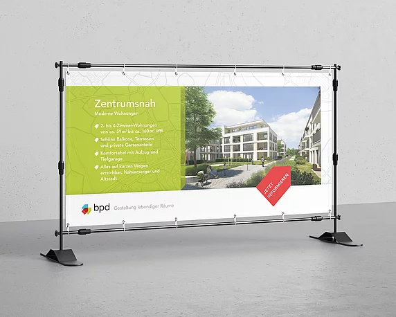 BPD Immobilienentwicklung, Immobilienmarketing, Bauzaunbanner