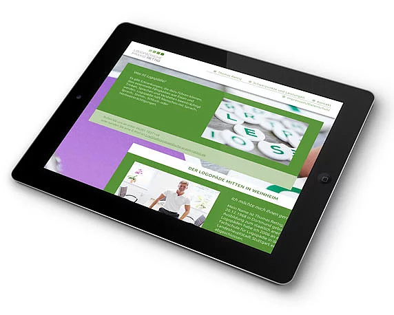Logopädische Praxis Rettig, neues Design, Website, Responsive, Tablet