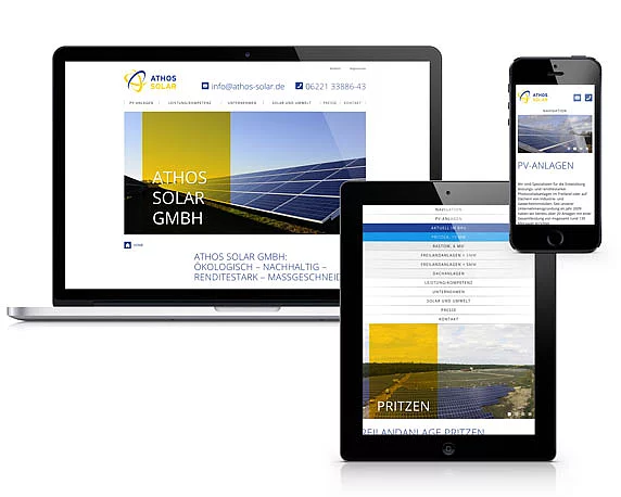 Athos Solar, Website, Endgeräte, Werbeagentur Mannheim, magenta