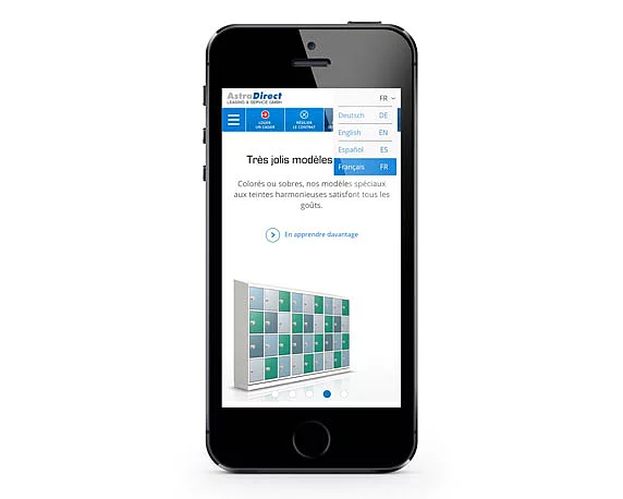AstraDirect, Website, französisch, Smartphone