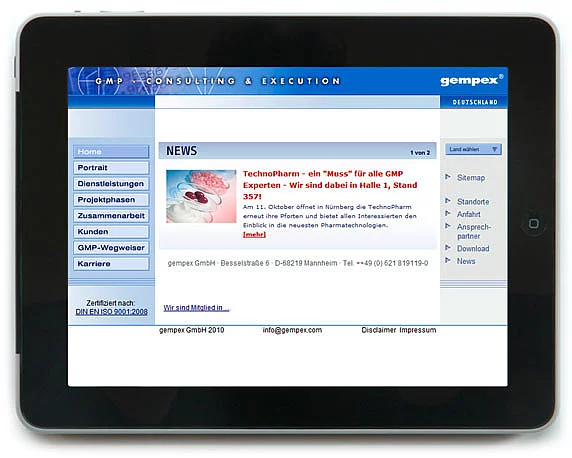 Gempex, Website