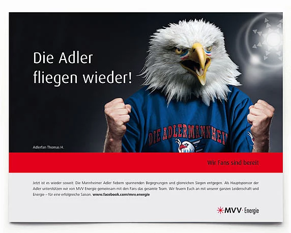 MVV Energie AG, Anzeige des Monats, Adler Mannheim, Werbeagentur magenta, Mannheim