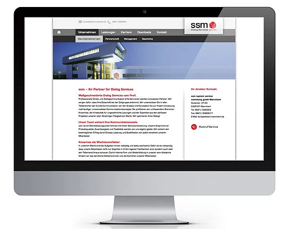 ssm, Website 2014, Unternehmensseite