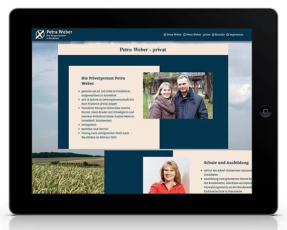 Petra Weber, Website, One-Pager