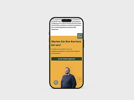 Smartphoneansicht, Teaser mit Link zum Stellenfilter