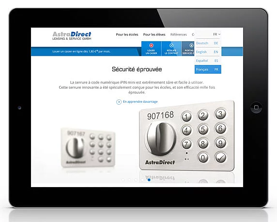 AstraDirect, Website, französisch