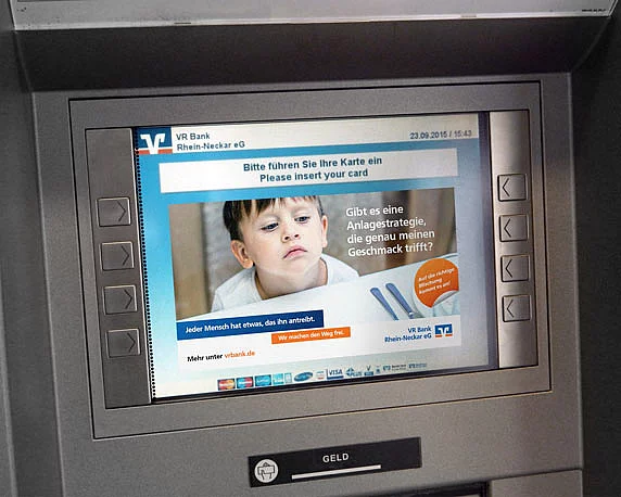 VR Bank Rhein-Neckar, Kampagne, Bankautomat, Bildschirmmotiv