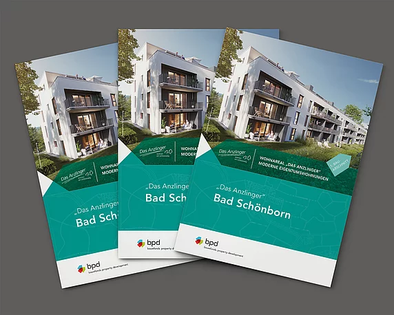 BPD Immobilienentwicklung, Immobilienmarketing, A4 Exposé des Bauvorhabens Bad Schönborn