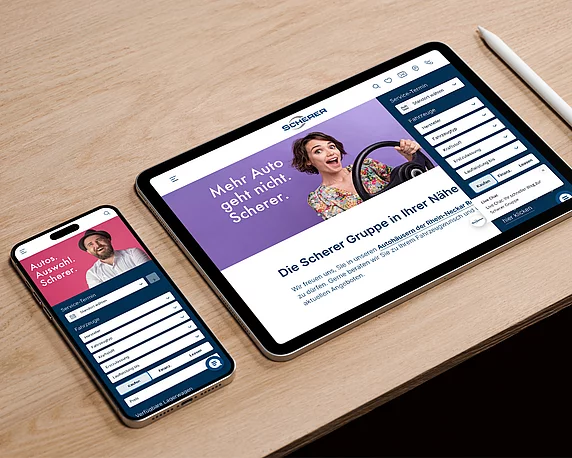 Mobilansichten Website Scherer-Gruppe