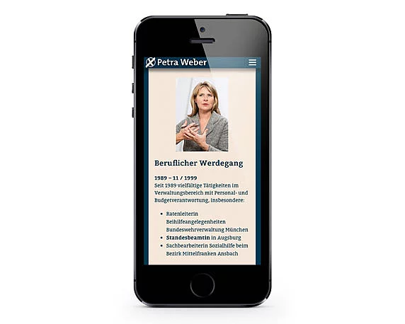 Petra Weber, Website, One-Pager
