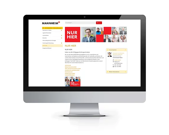 Wirtschafts- und Strukturförderung Mannheim, Anzeigen, Kampagne, Website, Internet, "Nur hier", Innovation, Unternehmen, Testimonial, Erfolgsgeschichte