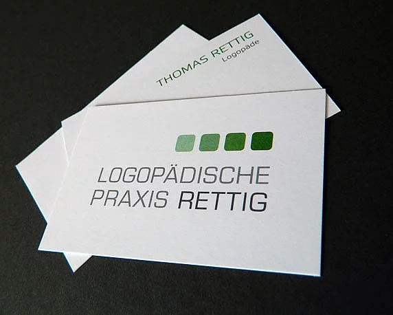 Logopädische Praxis Rettig, neues Design, Visitenkarten, Geschäftsausstattung
