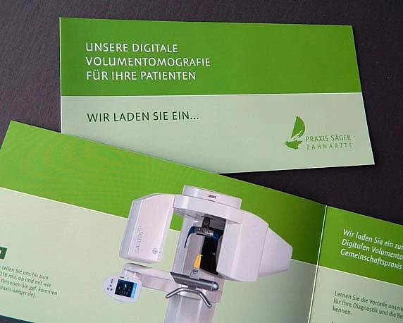 Dr. Säger, Zahnarzt, Grünstadt, Volumentomografie, Einladung, Werbeagentur Mannheim, magenta