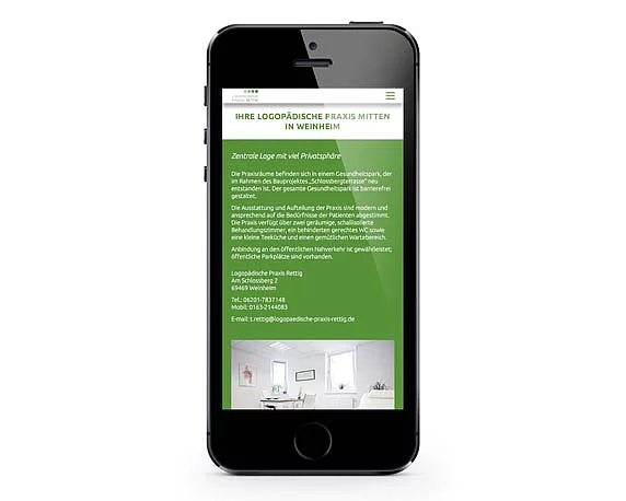 Logopädische Praxis Rettig, neues Design, Website, Responsive, Smartphone