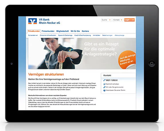 VR Bank Rhein-Neckar, Kampagne, Online-Banner, Vermögensstrukturoptimierung