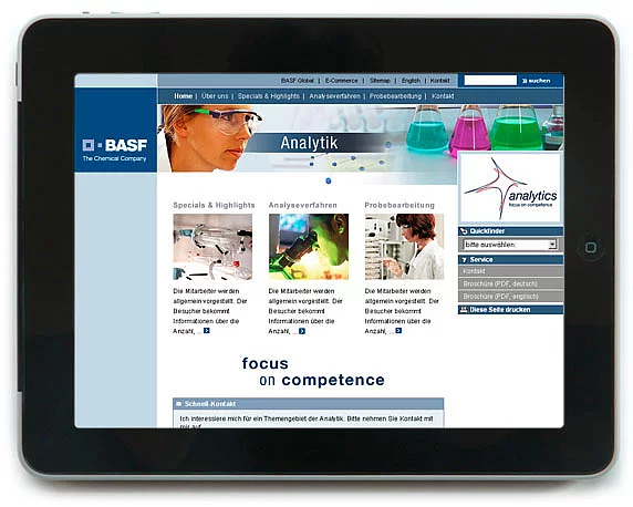 BASF, Analytik Website, Werbeagentur magenta, Mannheim